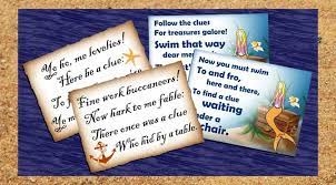 So yer looking for a fun pirate party game? Two Treasure Hunts Pirates And Mermaids Rooftop Post Printables