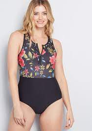 The Allie Full Coverage Swimsuit It S Hard Not To Be Charmed By This Black Rash Guard Named For Assistant Buye Full Coverage Swimsuit Swimsuits Retro Swimwear