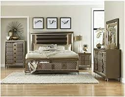 With curved lines and mahogany finishes, these pieces will the gorgeous champagne finish is complemented by the carved detailing on the foot and headboard. Amazon Com Bedroom Sets Gold Bedroom Sets Bedroom Furniture Home Kitchen