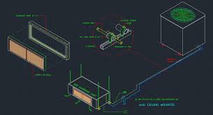 A schematic diagram of an air handling unit with its main components. Air Handler Cad Block And Typical Drawing