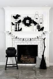 Black And White Halloween Mantel Eighteen25 Halloween Mantel Halloween Mantle Decor Halloween Fireplace