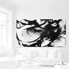 The austerity of black and white art begs to search the soul and offer plain and simple truths. Original Unique Black White Abstract Painting Wall Art Acrylic Canvas 180x100 Cm Ebay