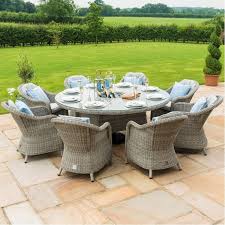 Dining table with chairs, round glass table set modern tempered glass top table with 4 black pu leather chairs. Maze Rattan Garden Furniture Oxford 8 Seater Round Ice Bucket Table And 8 Rounded Chairs Lazy Susan Oak Furniture House