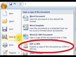 How To Save A Document As A Pdf Xps File In Office 2007 Youtube