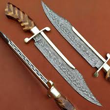 A knife bayonet is a knife which can be used both as a bayonet, combat knife, or utility knife. Beautiful Custom Handmade Damascus Hunting Bowie Knife Buy Damascus Steel Hunting Knife Damascus Steel Bowie Knife Fixed Blade Bowie Camping Knife Product On Alibaba Com