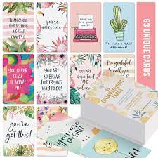 Sometimes an encouragement card can be just what someone needs to get through the day. Amazon Com Dessie Motivational Cards 63 Unique Inspirational Cards Business Card Sized Encouragement Cards Gifts For Employees Thinking Of You Gifts Appreciation Cards Kindness Cards Lunch Box Notes Office Products