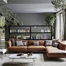 تابعوا مجلة ديكورات أرابيا ليصلكم كل جديد من أحدث صيحات ديكورات الرفاهية link in bio corner sofa living room brown couch living room living room scandinavian