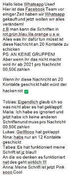 Betrugsversuche bei whatsapp sind brandgefährlich. Kettenbrief Kosten Whatsapp Nachrichten Bald 50 Cent