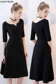 Simple Black Aline Knee Length Party Dress With Sleeves Bls86058 At Sheprom Sheprom Is An Online Store With Tho Siyah Kisa Elbise Elbiseler Elbise Modelleri
