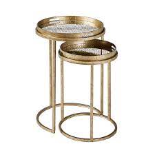 Bodiam warkworth birdcage nest of tables gold with glass top. Vienna Antique Gold Nest Of 2 Tables
