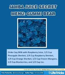 Jamba Juice Secret Menu Blue Gummi Bear Lifetricks Jamba Juice Secret Menu Jamba Juice Recipes