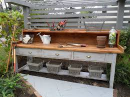 Garden Potting Table From Old Wood Potting Bench With Sink Outdoor Potting Bench Potting Bench Plans
