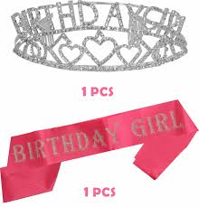 Birthday Crown And Sash Near Me Meant2tobe Pink Birthday Girl Sash And Tiara Birthday Girl Sash And Crown Happy Birthday Party Sup Happy Birthday Party Supplies Kids Party Hats Party Supplies