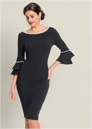 Pearl Tiered Sleeve Dress Stylish Dresses Fashion Classic Pencil Dress