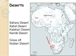 The kalahari desert (shown in red) and the surrounding kalahari basin (in orange). Physical Map Of Africa