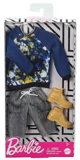 4.9 out of 5 stars. Amazon Com Barbie Fashions Pack Ken Doll Clothes With Blue Graphic Sweatshirt Gray Shorts Boots Gift For Kids 3 To 8 Years Old Toys Games