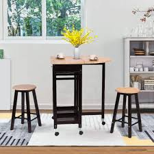 The furniture cart is pleased to offer a huge choice of counter height dining tables in a range of shapes and sizes. Dining Table Set Waterjoy 3 Pcs Portable Wood Rolling Casters Kitchen Island Cart Rolling Trolley Foldable Bar Table Drop Leaf Dining Countertop Table With 2 Barstool Chairs Storage Drawer Buy Online In Bahamas
