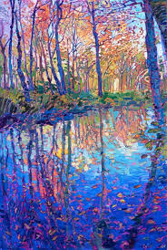 New England Oil Painting Of Fall Color Near The White Mountains By Modern Impressionist Erin Hanson Sadovo Parkovoe Iskusstvo Abstraktnoe Risunki Pejzazhej