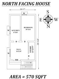 16 7 X34 Single Bhk North Facing House Plan As Per Vastu Shastra Autocad Dwg File Details House Plans With Photos Little House Plans North Facing House