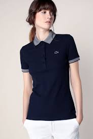 Polo lacoste taille 3 = s, couleur abricot. Polo Bleu Details Piques Marine Logo Brode Lacoste Polo Femme Monshowroom Iziva Com