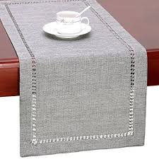Grelucgo Handmade Hemstitch Gray Dining Table Runner Or Dresser Scarf Rectangular 14 By 144 Inc Grey Dining Tables Dining Table Runners Dining Table Placemats