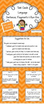 Sentences Fragments And Run Ons Task Cards Common Core Aligned Sentence Fragments Fourth Grade Writing Task Cards Language