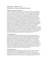 Maybe you would like to learn more about one. Obituaries Surnames T Z Submitted By Smerek Group Researchers