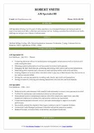 Sample resume for accounts receivable collections for home care. Ar Specialist Resume Samples Qwikresume