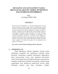 Jurnal pendidikan dan pembelajaran biologi 2(2): Pdf Research And Development R D Sebagai Salah Satu Model Penelitian Dalam Bidang Pendidikan Oleh Aay Hidayah Academia Edu