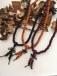 Tibetan Mala Necklace Or Bracelet Beads Varnished Wooden Chinese Elastic Bow Bracelet Perle Collier Bijoux