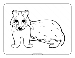 Badgers are united by their squat bodies, adapted for fossorial activity. Cute Badger Coloring Page