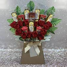Hampers filled with men's pamper products. Yankee Candle And Roses Chocolate Bouquet Funky Hampers