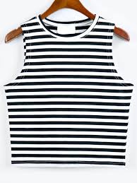 Black And White Striped Tank Top Outfit Black White Striped Crop Tank Top Shein Sheinside White Striped Crop Top Striped Tank Top Outfit Fashion