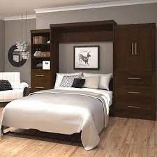 Bestar Audrea Queen Wall Bed In White With Two 25 Storage Units With Drawers Wall Bed Bed Wall Modern Murphy Beds