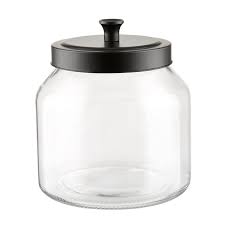 This is a 7 piece mini canister set that you will adore! Glass Canisters With Matte Black Lids The Container Store