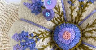 Pincushion And Embroidery Tutorial Created By Fiberluscious Learn A Few Flowers Each Month And Finish A Beautiful Pincushion B Tig Isleri Kurdele Nakisi Nakis