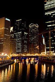 Chicago River City Lights At Night Night Scenery City Aesthetic