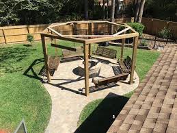 Tutorial Build An Amazing Diy Pergola And Firepit With Swings Diy Pergola Outdoor Pergola Fire Pit Swings