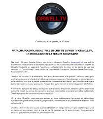 Rt est une chaîne de télévision d'information continue qui diffuse en français et propose un point de vue alternatif sur l'actualité internationale. Natacha Polony Lance Orwell Tv Le Media Libre De La France Souveraine Leblogtvnews