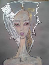 Portrait Illustration Pastel Crayon Drawing by Fatima Karaman