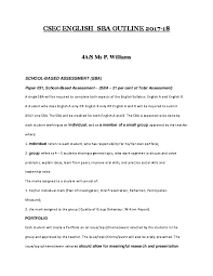 Doc Csec English Sba Outline 2017 18 School Based Assessment Sba Riiaa Xx Academia Edu