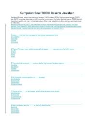 Soal pdf cpns terdiri dari soal tes wawasan kebangsaan (twk) pdf, soal tes intelegensi umum (tiu) pdf, dan soal tes karakteristik pribadi (tkp) pdf. Contoh Soal Toeic Dan Pembahasannya Pdf Literatur