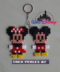 Porte Cle De Minnie Et Mickey En Perle Hama Perler Bead Patterns Hama Beads Design Perler Beads