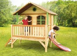 Axi Spielhaus Stef Mit Veranda Und Rutsche Holz Kinder Spielhaus Kinderspielhaus Spielhaus