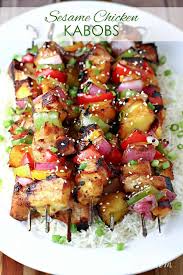 Grilled Sesame Chicken Kabobs Recipe Chicken Kabobs Kabob Recipes Recipes