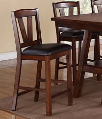 Set Of 4 Dark Brown Faux Leather Seat Solid Wood High Chair Counter Height Chair Wood High Chairs Dining Room Chairs Counter Height Chairs