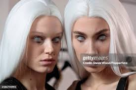 Model Heather Jeffery wears a pair of two tone red and orange... News Photo 