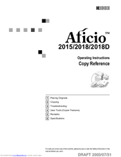 Ricoh aficio 2018d now has a special edition for these windows versions: Ricoh Aficio 2018d Manuals Manualslib