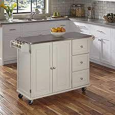 White kuhnhenn kitchen cart with solid wood top. Amazon Com Woodbridge White Kitchen Island By Home Styles Kitchen Islands Carts