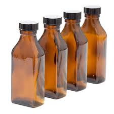 Childproof cap/childproof tamper cap feature: Rectangular 100ml Amber Glass Bottle With Lid Black Pack Of 4 Amazon De Beauty